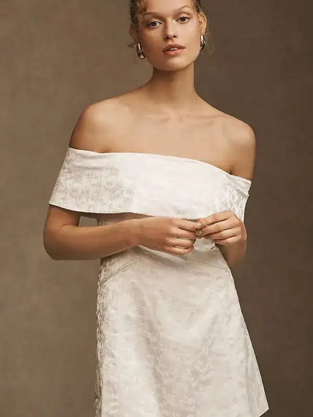 BHLDN Anthropologie  Ingrid Stretch Jacquard Off-The-Shoulder Mini Dress
